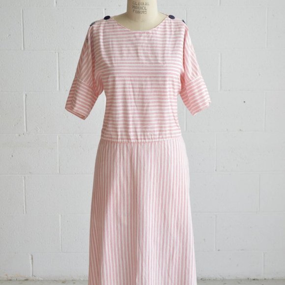 vintage red & white striped maxi dress - Picture 2 of 8